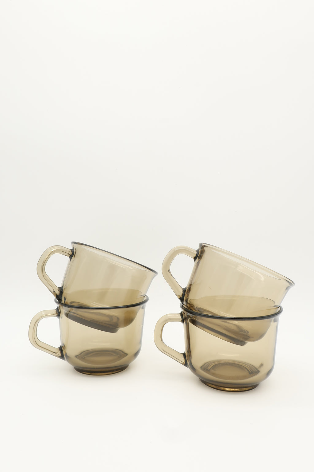 French Arcoroc Smokey Brown Tea Cups