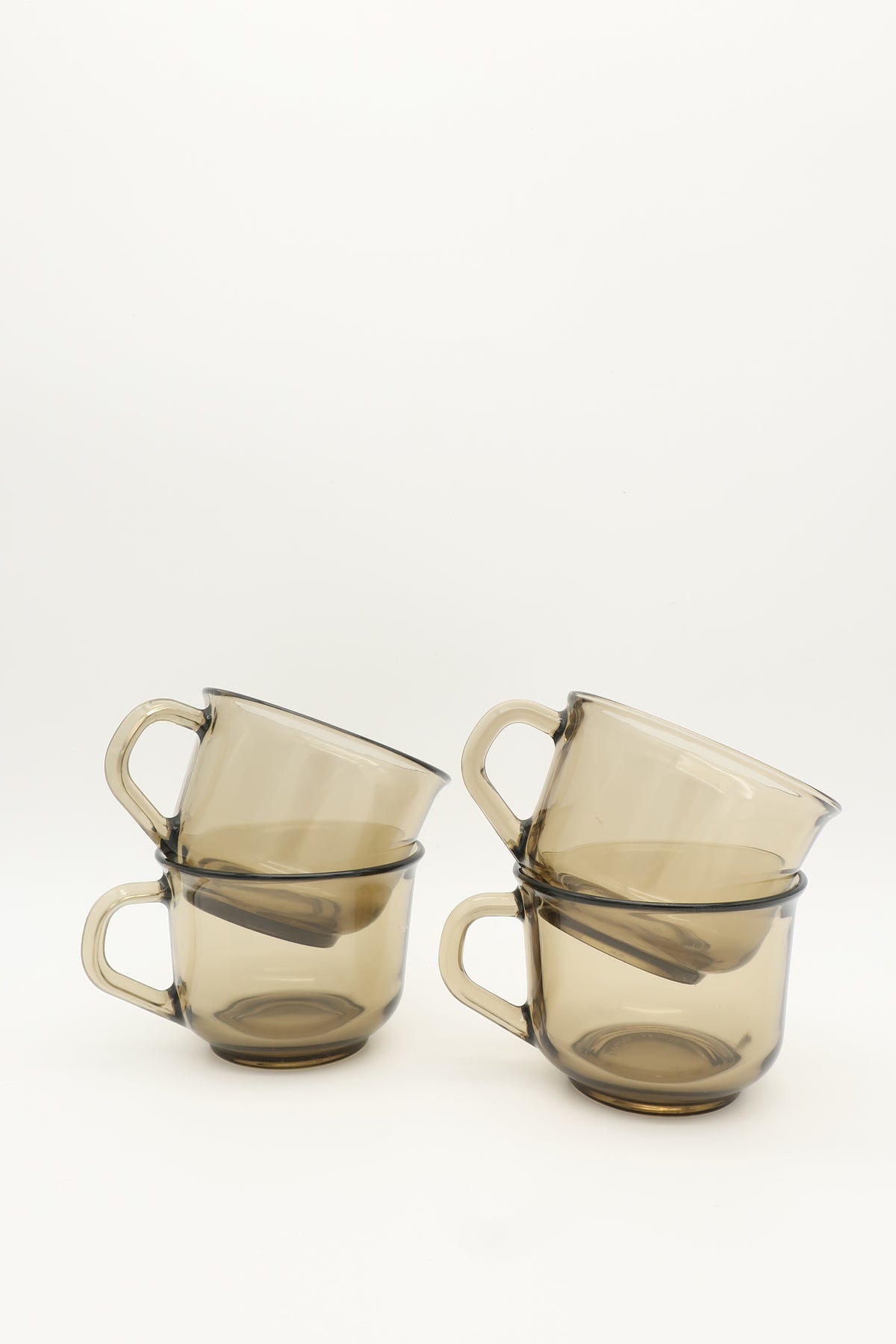 French Arcoroc Smokey Brown Tea Cups