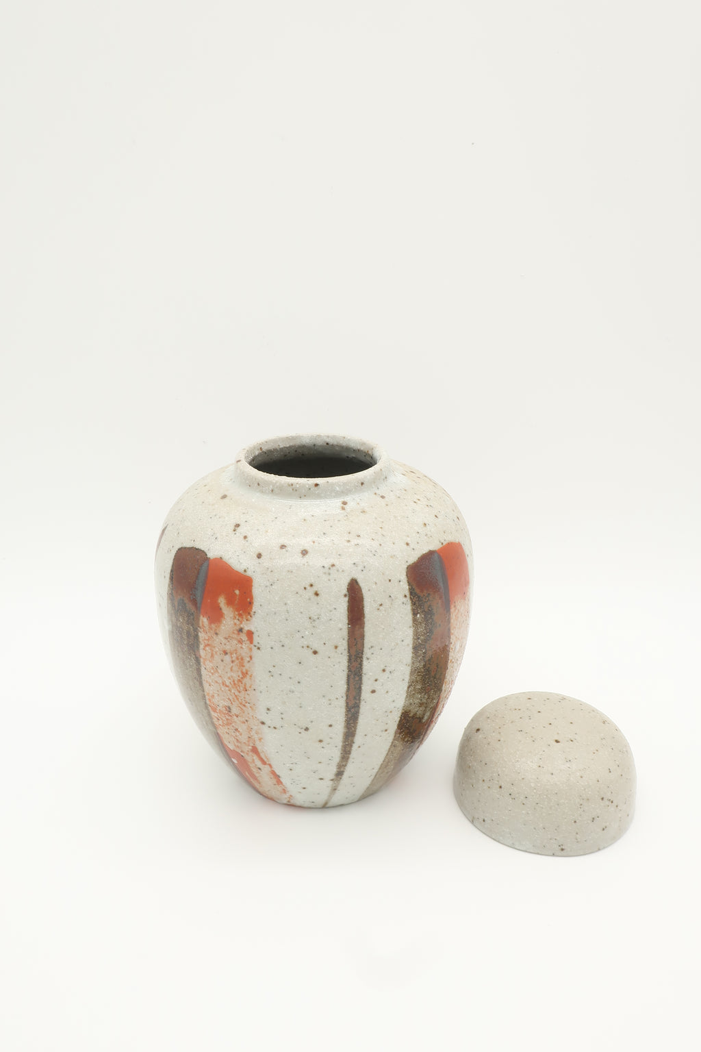 Lidded Japanese Speckled Ceramic Jar