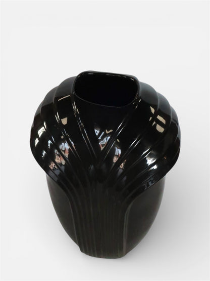 1980’s Large Art Deco Black Floor Vase