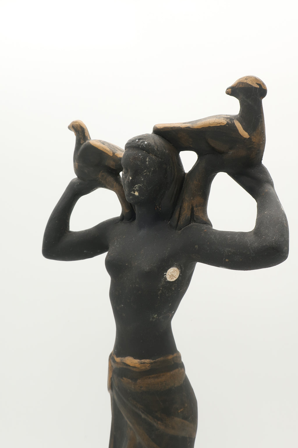Black Hollywood Regency Lady Bird Statue