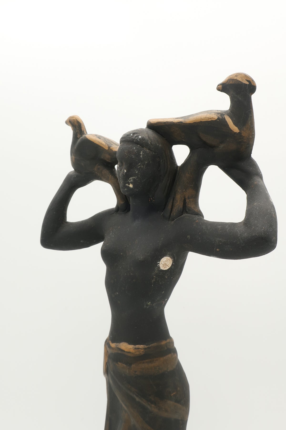 Black Hollywood Regency Lady Bird Statue
