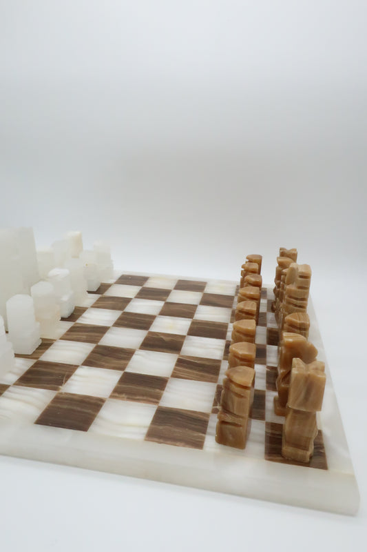 Brown & White Marble Chess Set