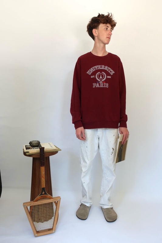 University Paris Maroon Crewneck