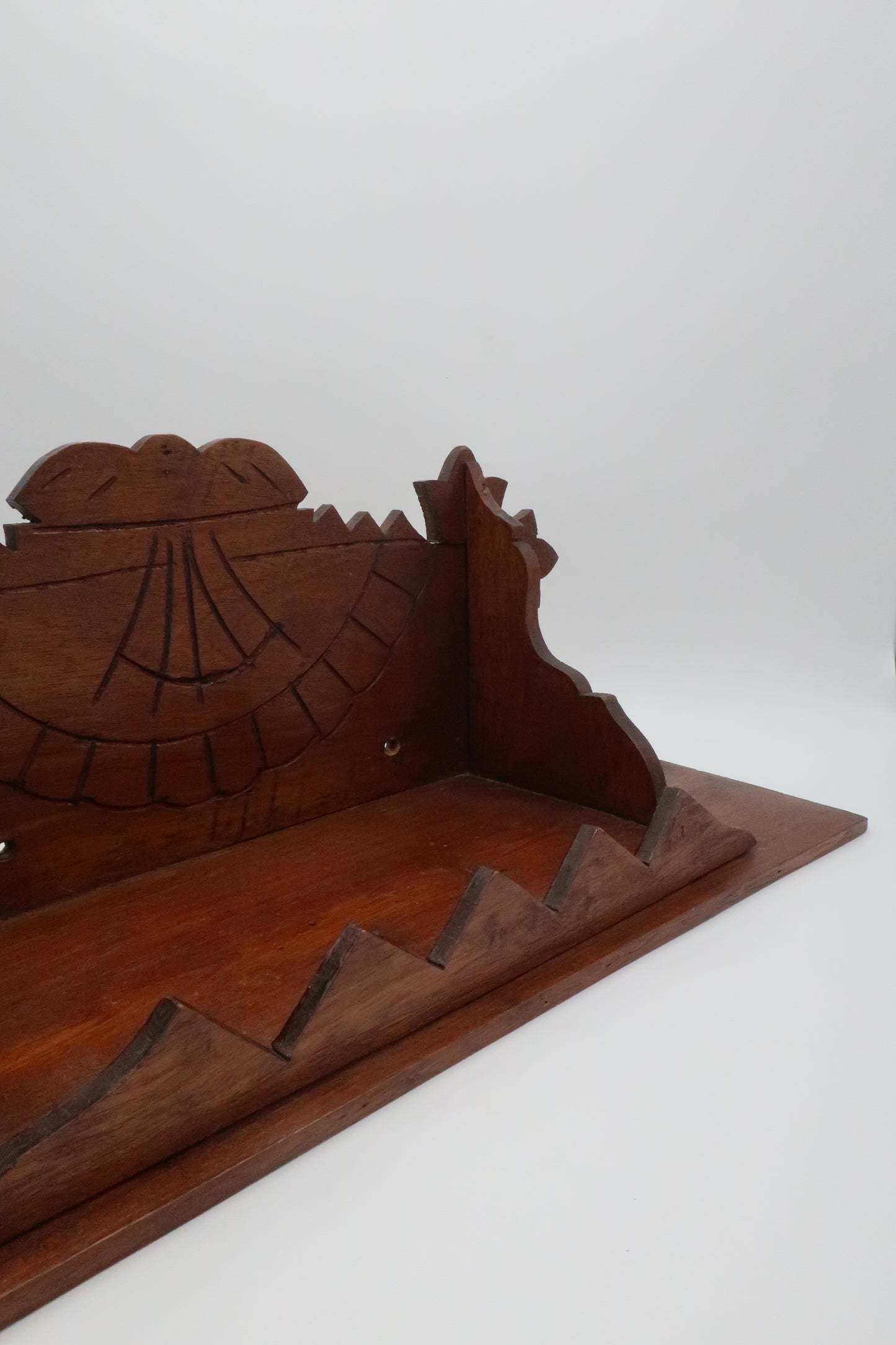 1800s Antique Hand Carved Wooden Wall Shelf
