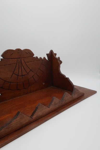 1800s Antique Hand Carved Wooden Wall Shelf