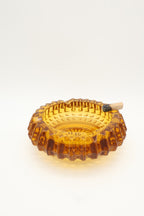 1960s Pressed Amber Glass Ashtray