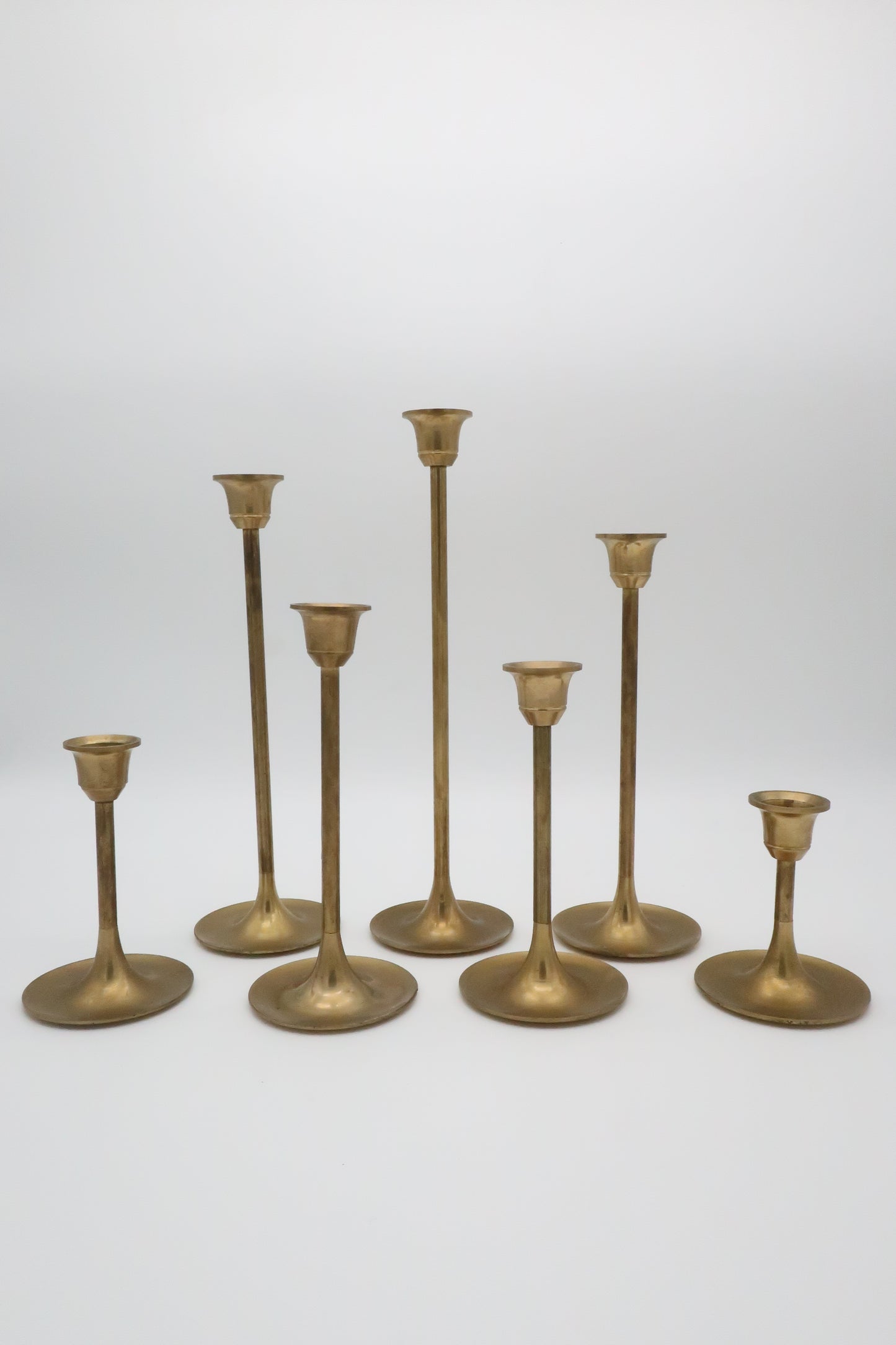 7 Piece Brass Candle Holder Set