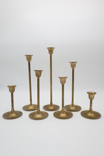 7 Piece Brass Candle Holder Set
