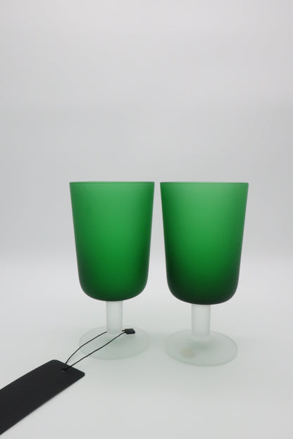 Italian Frosted Green Wine Glasses