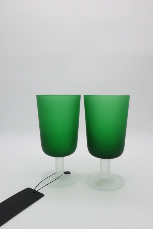 Italian Frosted Green Wine Glasses
