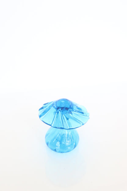 Handblown Blue Mushroom