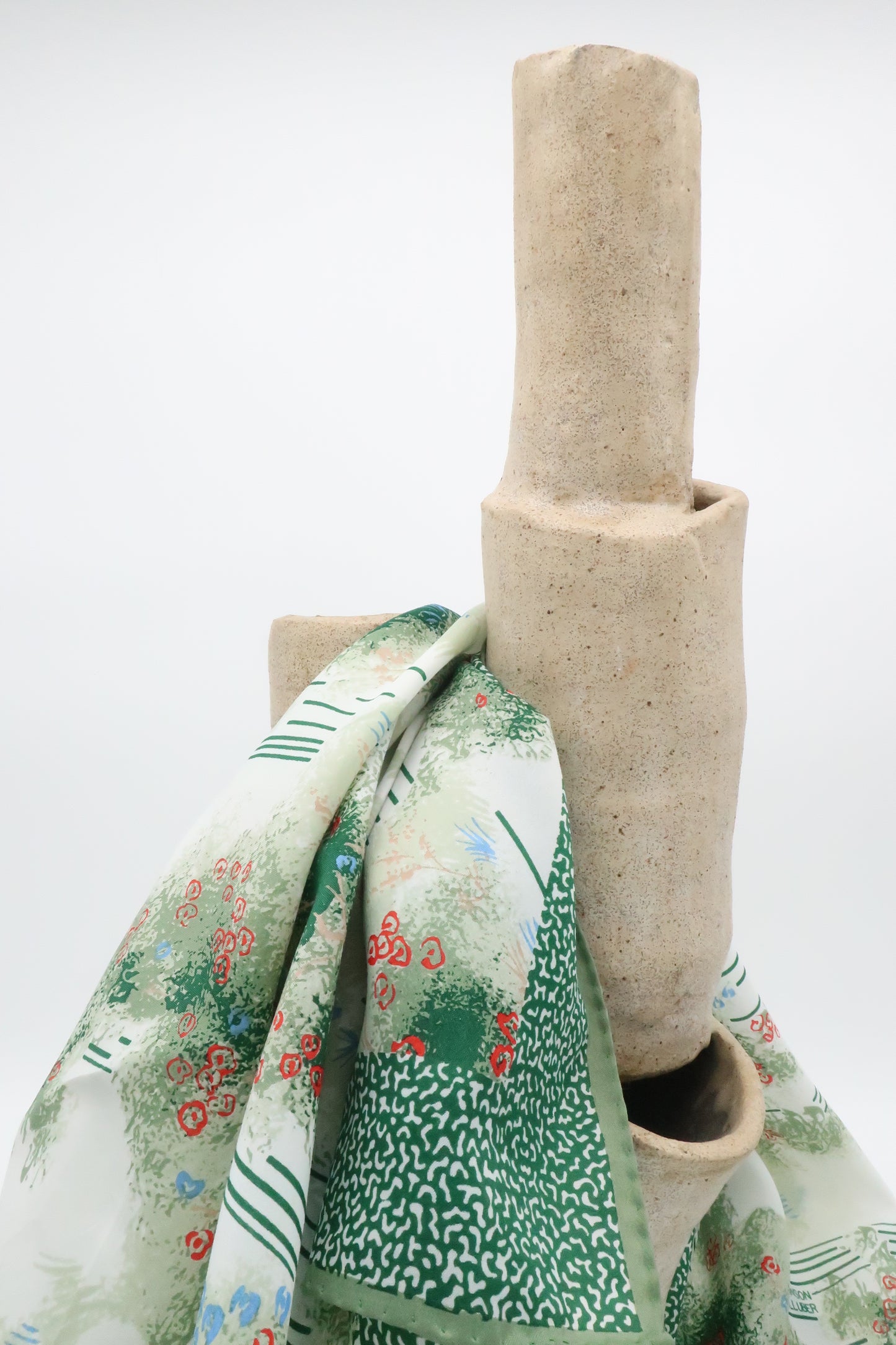 Green Patterned Silk Blend Scarf