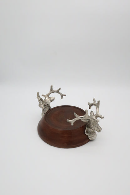 Wood + Metal Reindeer Pillar Candle Holder