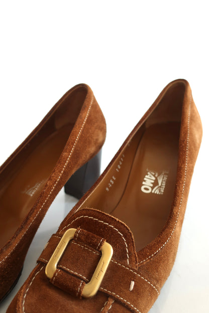 Salvatore Ferragamo Brown Suede Mules