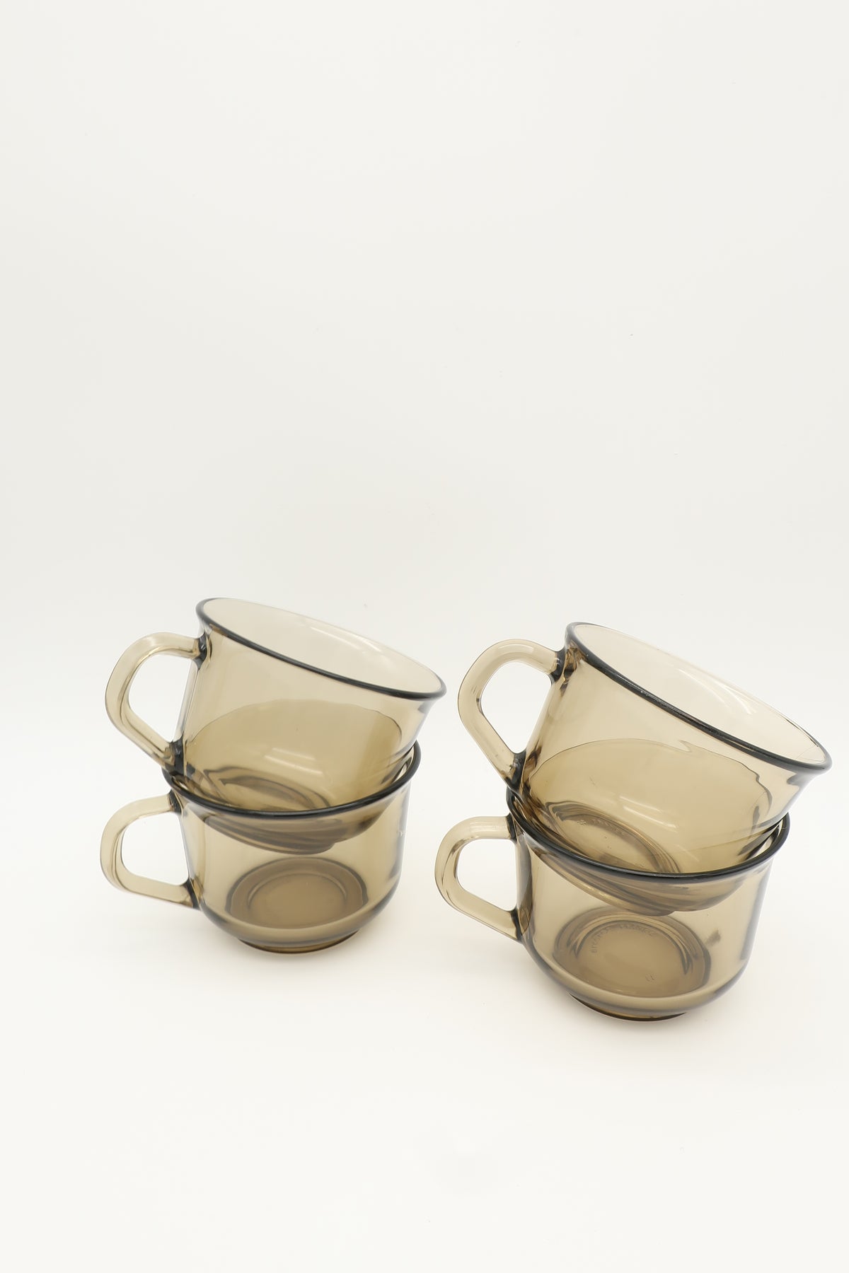 French Arcoroc Smokey Brown Tea Cups