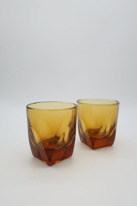 1970's Colony Amber Whiskey Glasses Set