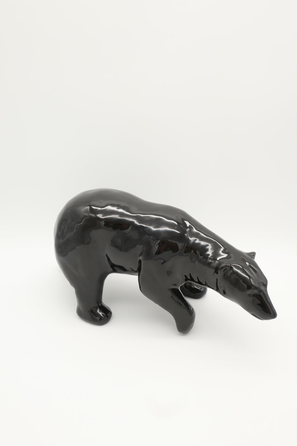 Ceramic Black Polar Bear Sculpture