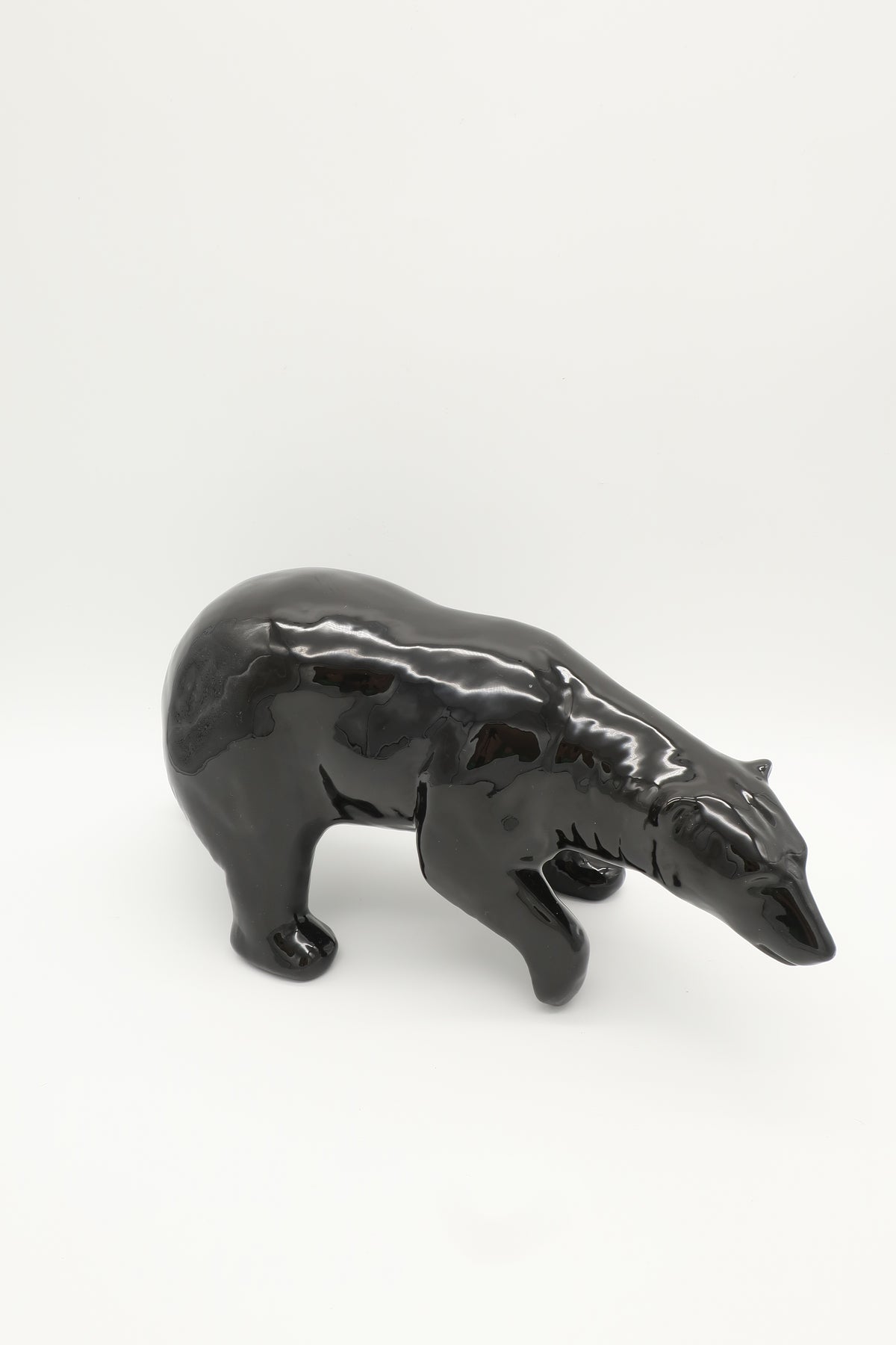 Ceramic Black Polar Bear Sculpture