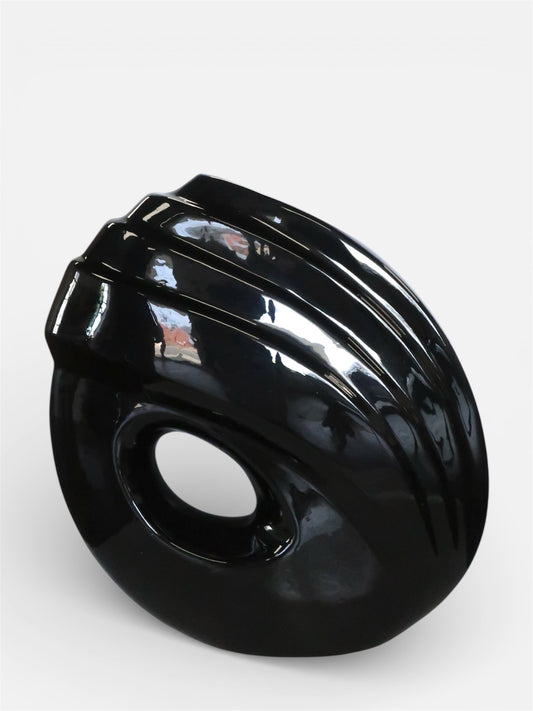1980’s Large Art Deco Black Floor Vase