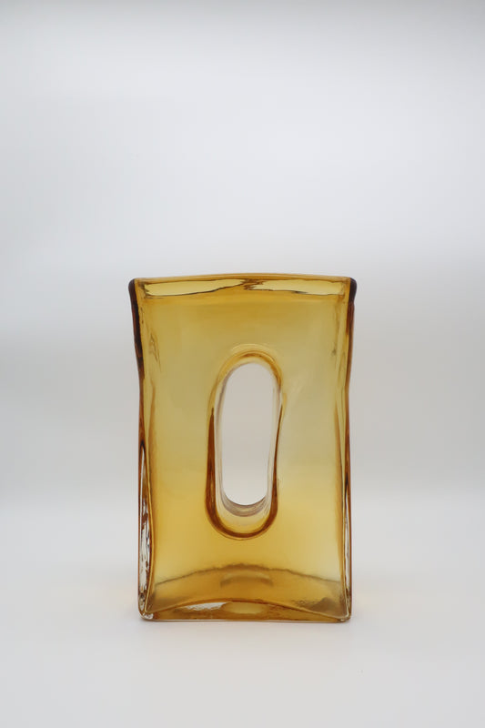 Amber Glass Donut Vase