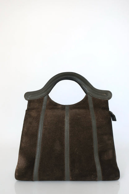 Suede Brown & Olive Handbag