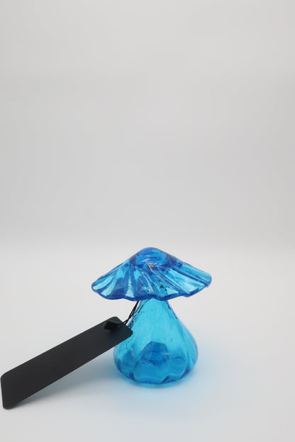 Handblown Blue Mushroom