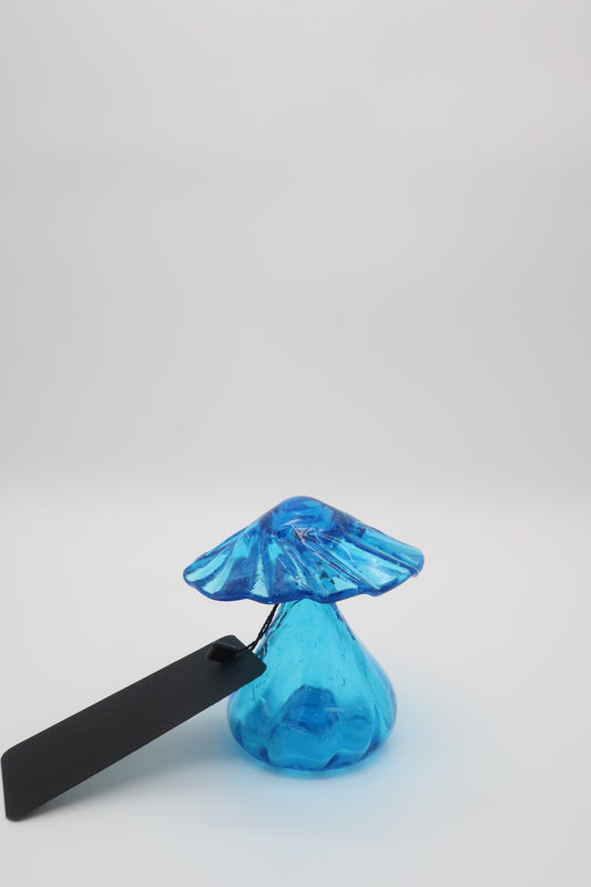 Handblown Blue Mushroom