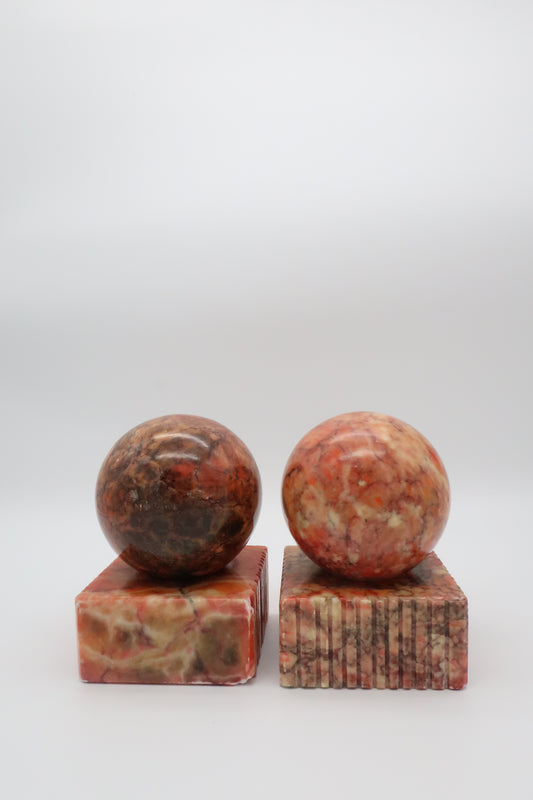 Coral Marble Bookends