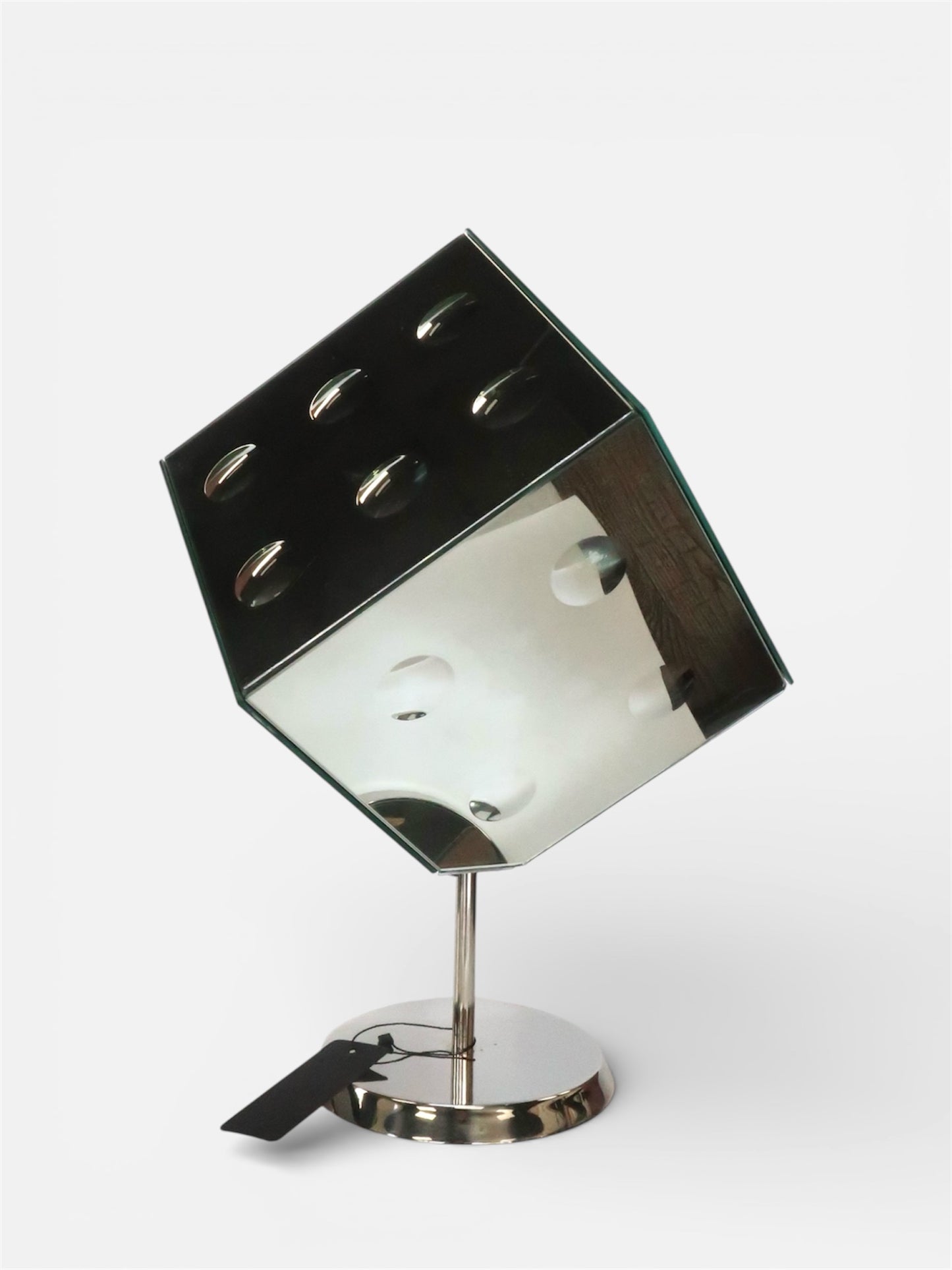 1980's Chrome Mirror Spinning Dice Sculpture