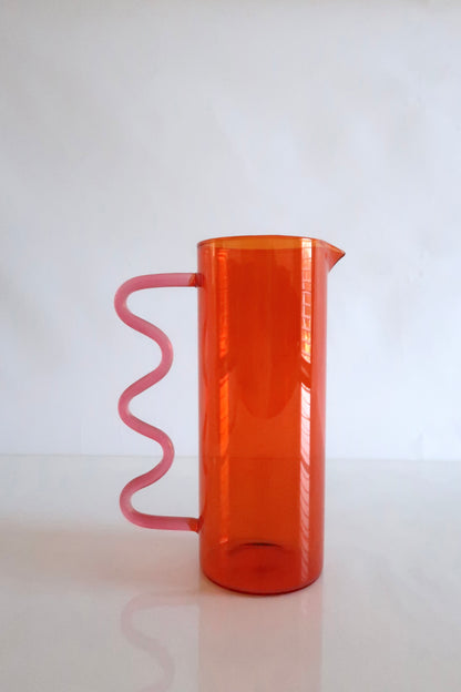 Amber & Pink Squiggle Pitcher