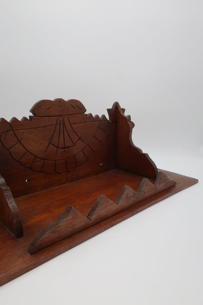 1800s Antique Hand Carved Wooden Wall Shelf