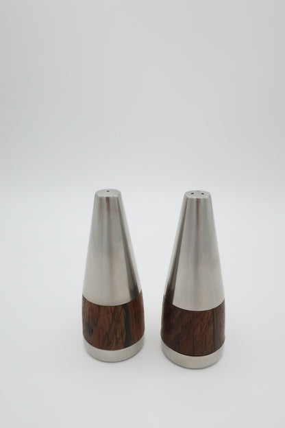1960'S MCM Danish Stainless & Teak Shaker Set