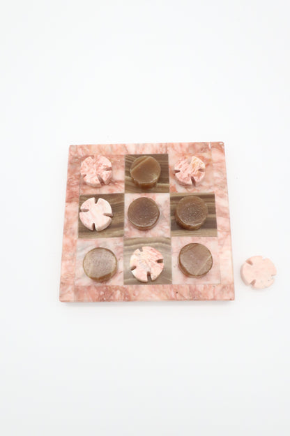 Pink & Brown Marble Tic Tac Toe Set
