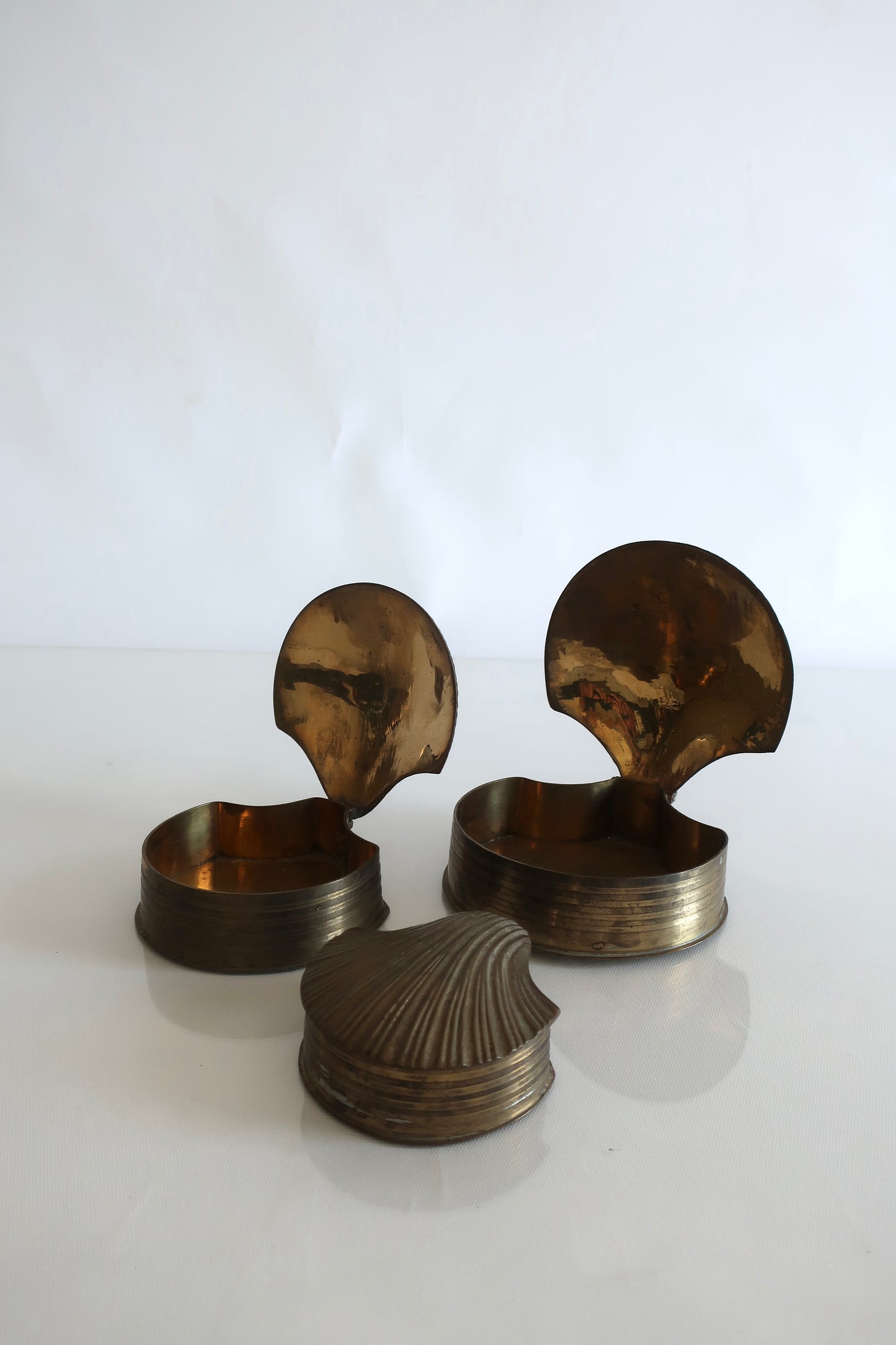 Brass Stacking Clam Shell Catch-alls