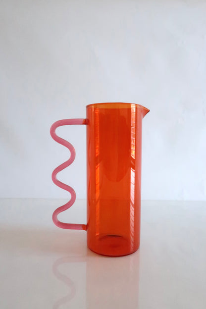 Amber & Pink Squiggle Pitcher