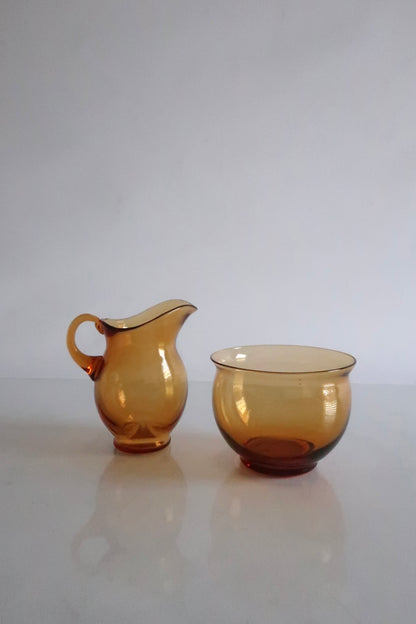 Amber Glass Sugar & Creamer Set