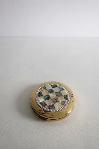 Checkered Mother Of Pearl Compact Mirror