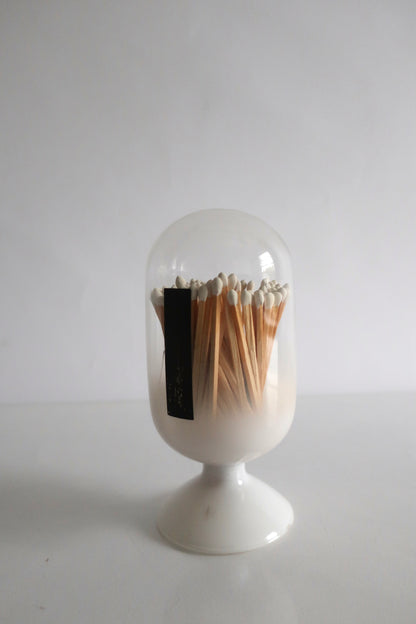 White Glass Match Cloche