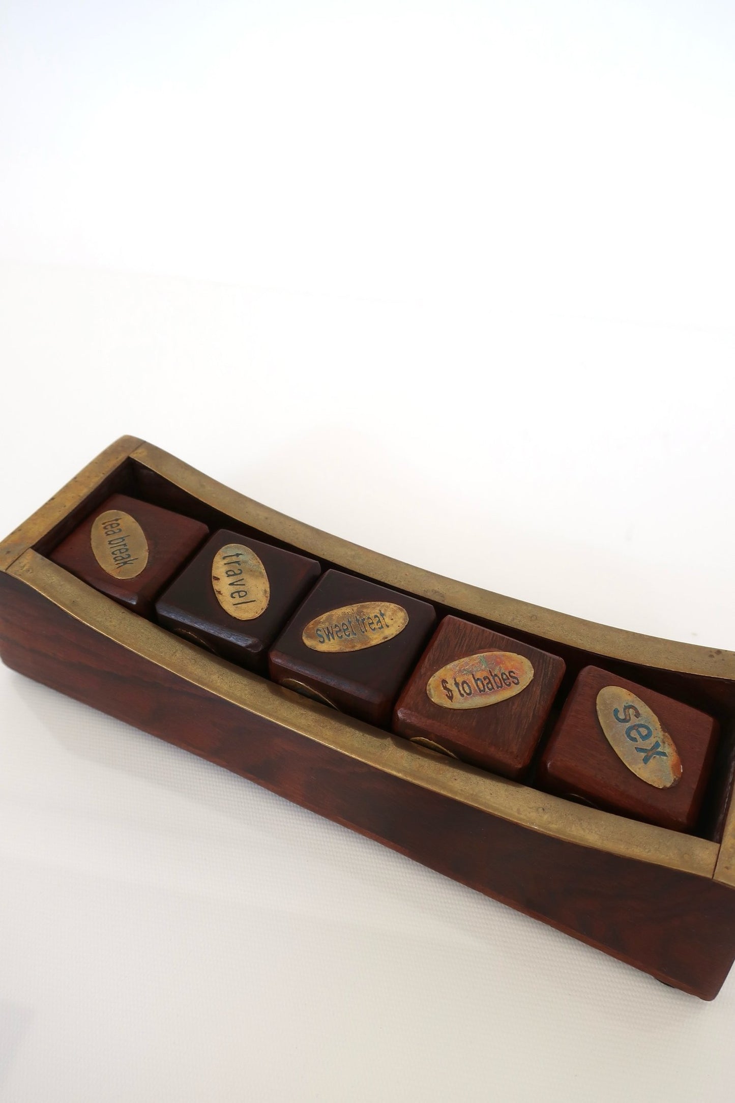 Wood & Brass Coffee Table Dice Game