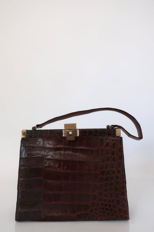 Alligator Burgundy Leather Handbag