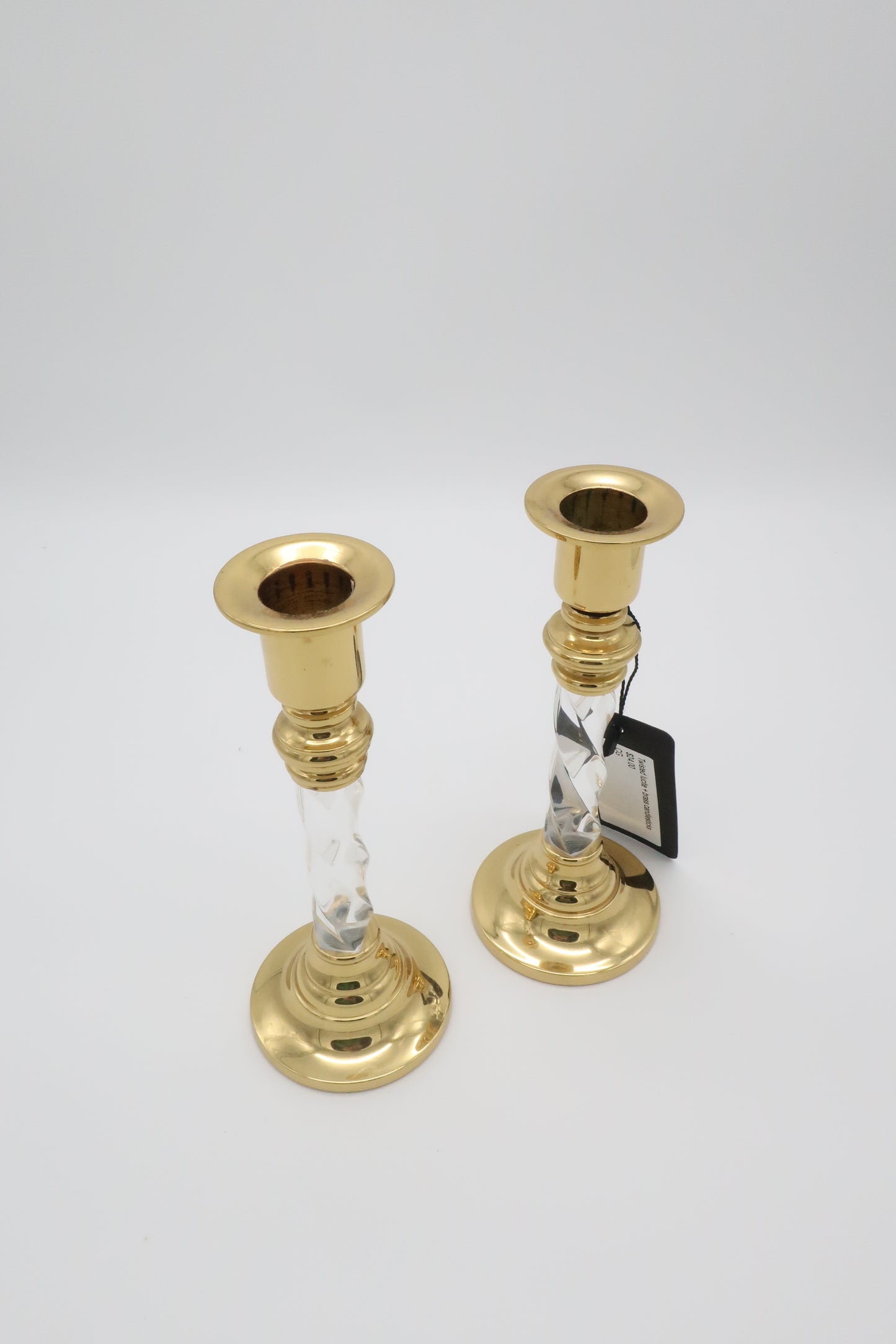 Twisted Lucite + Brass Candlesticks