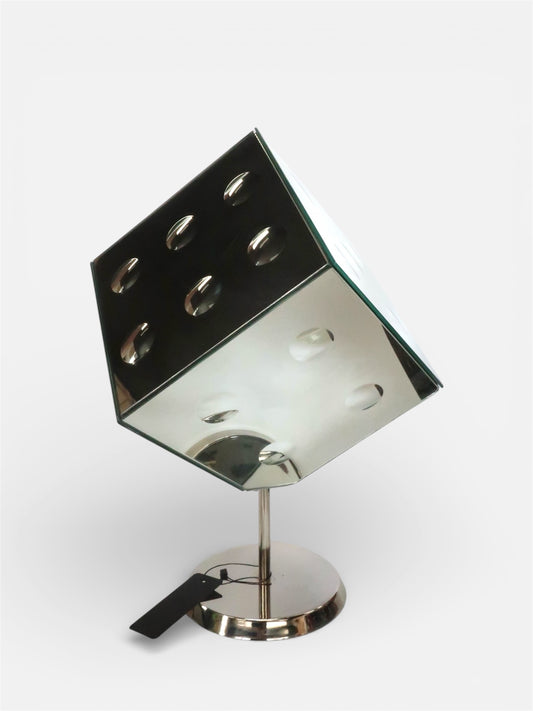 1980's Chrome Mirror Spinning Dice Sculpture
