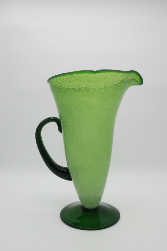 Handblown Green Pinch Pitcher