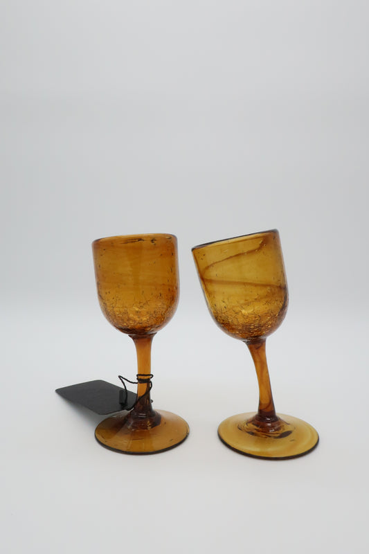 Handblown Curvy Amber Shotglasses