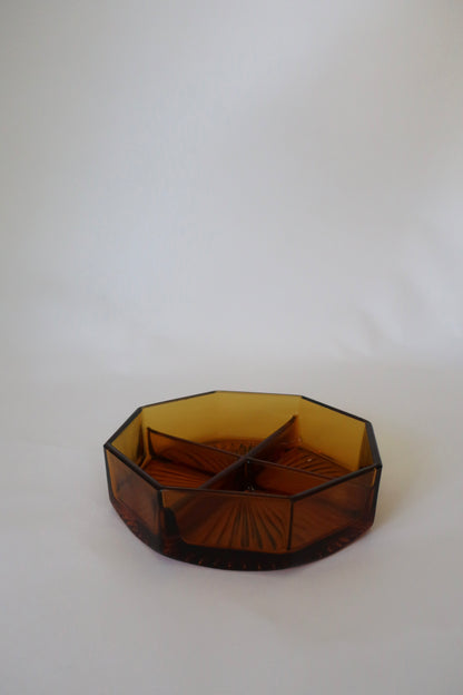 Art Deco Amber Divided Catch-all