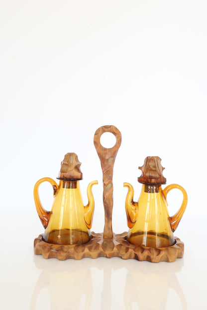 Brutalist Amber Oil & Vinegar Set