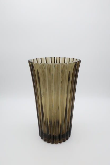 1970's Luminarc French Brown Ribbed Vase