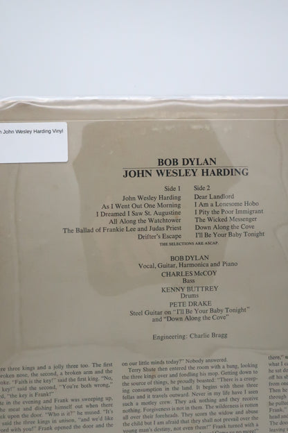 1968 Bob Dylan John Wesley Harding Vinyl