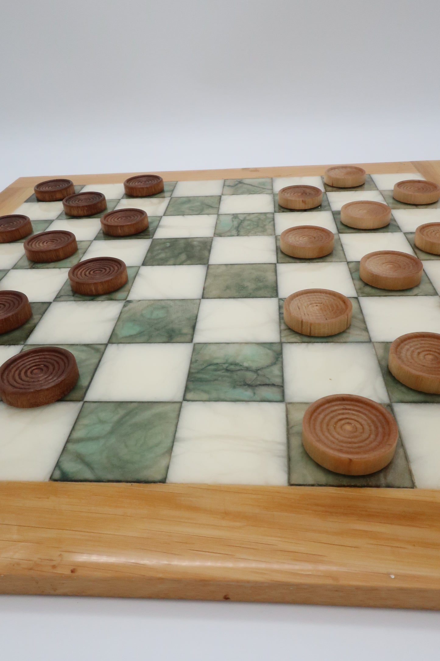 Italian Marble & Wood Checkers Set